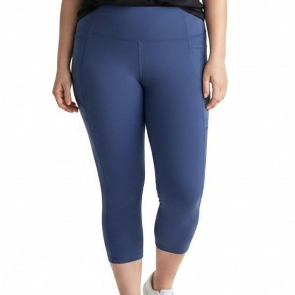 Livi by Lane Bryant NEW Capri Workout Pant Lace Back 14/16 Blue Plus Leggings